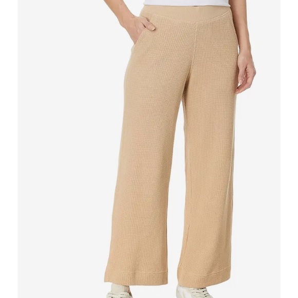 PACT WOMENS’S ORGANIC COTTON WAFFLE WIDE LEG CROP PANTS IN MAHOGANY SIZE MEDIUM - Picture 5 of 8